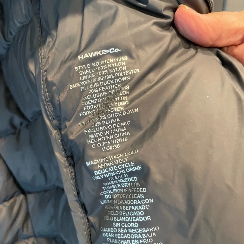 Hawke & Co sport Performance Gray snap up long sleeve duck down puffer jacket XL